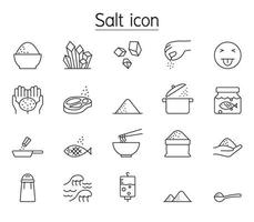 Salt icon set in thin line style vector