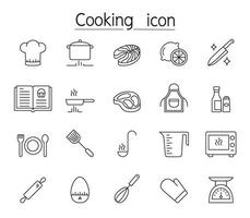 Cooking icon set in thin line style