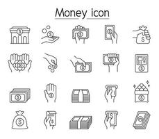 icono financiero y bancario en estilo de línea fina vector