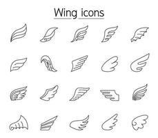 Wing icon set in thin line style vector