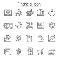 Financial and Banking icon set in thin line style vector