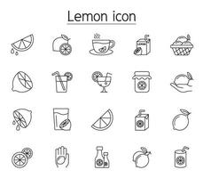 Lemon icon set in thin line style vector