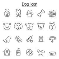 Dog icon set in thin line style vector