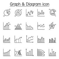 gráfico, diagrama y gráfico en estilo de línea fina vector