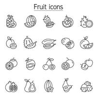 Fruit icon set in thin line style vector