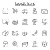 Logistic and Delivery icon set in thin line style vector