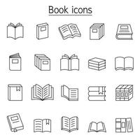 Book icon set in thin line style vector