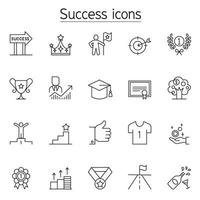 Success icon set in thin line style vector