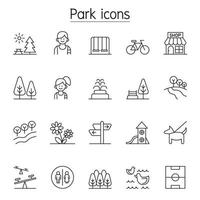 Park icon set in thin line style vector