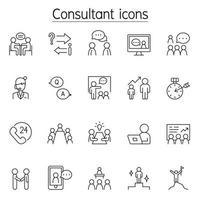 Consultant icon set in thin line style vector