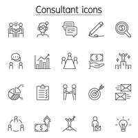 Business consulting icon set in thin line style vector