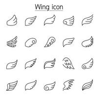 Wing icons set in thin line style vector