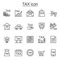 Tax icon set in thin line style vector