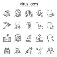 Virus, Covid-19, Corona virus icons set in thin line style