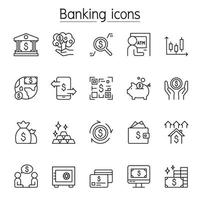 Banking icon set in thin line style vector