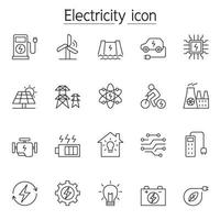 Electricity icons set in thin line style vector