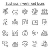 Business investment icon set in thin line style vector