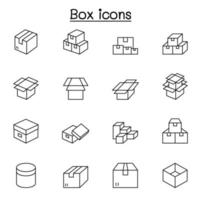box icons set in thin line style vector
