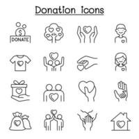 Set of Donation and charity line icons. vector