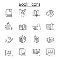 iconos de libros en estilo de línea fina vector