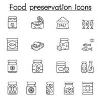 iconos de conservación de alimentos en estilo de línea fina vector