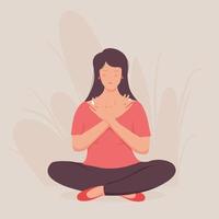 chica pacífica meditando vector