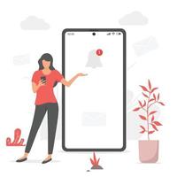 Woment and notification on mobile phone vector