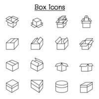 box icons set in thin line style vector