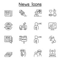 iconos de noticias en estilo de línea fina vector