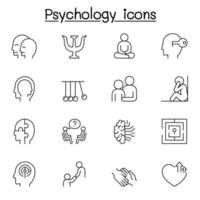 Psychology icons set in thin line style vector