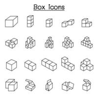 Box icons in thin line style vector