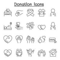 iconos de donación en estilo de línea fina vector