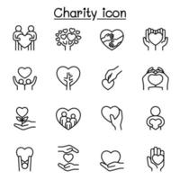 Set of Donation and Charity related vector line icons.