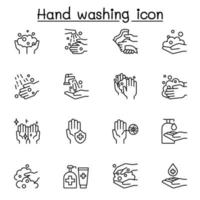 Hand washing icon set in thin line style vector