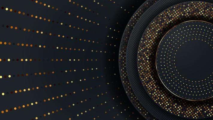 Abstract luxury pattern on dark blue with gold particles background