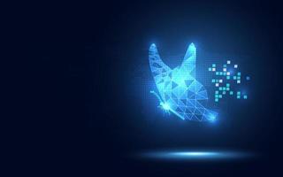 Futuristic blue low poly butterfly abstract technology background vector