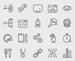 Internet marketing line icons set vector