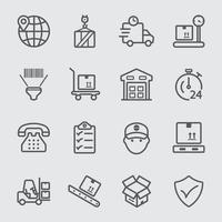 Logistic line icons set vector