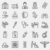 Medical care line icons set vector