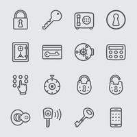 Key and Lock line icons set vector