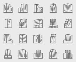 Office building line icons set vector