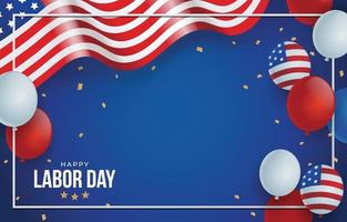 Happy Labor Day Background with Flag and Balloon vector