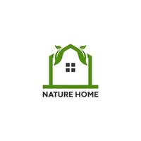 logo of a natural house with a roof using leaves vector