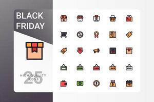 Black Friday icon pack on white background vector