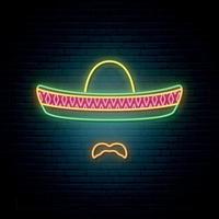 Mexican in national colorful sombrero and with mustache. vector