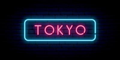 Tokyo neon sign. Bright light signboard. vector