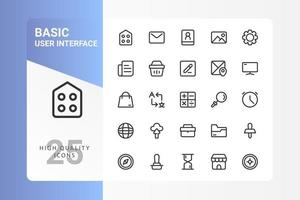 Basic UI icon pack for your web site design, logo, app, UI. Basic UI icon outline design. Vector graphics illustration and editable stroke. EPS 10.