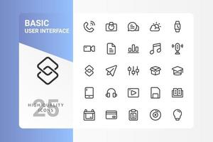 Basic UI icon pack for your web site design, logo, app, UI. Basic UI icon outline design. Vector graphics illustration and editable stroke. EPS 10.