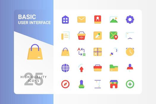Basic UI icon pack for your web site design, logo, app, UI. Basic UI icon flat design. Vector graphics illustration and editable stroke. EPS 10.