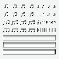 vector illustration of music note icons set